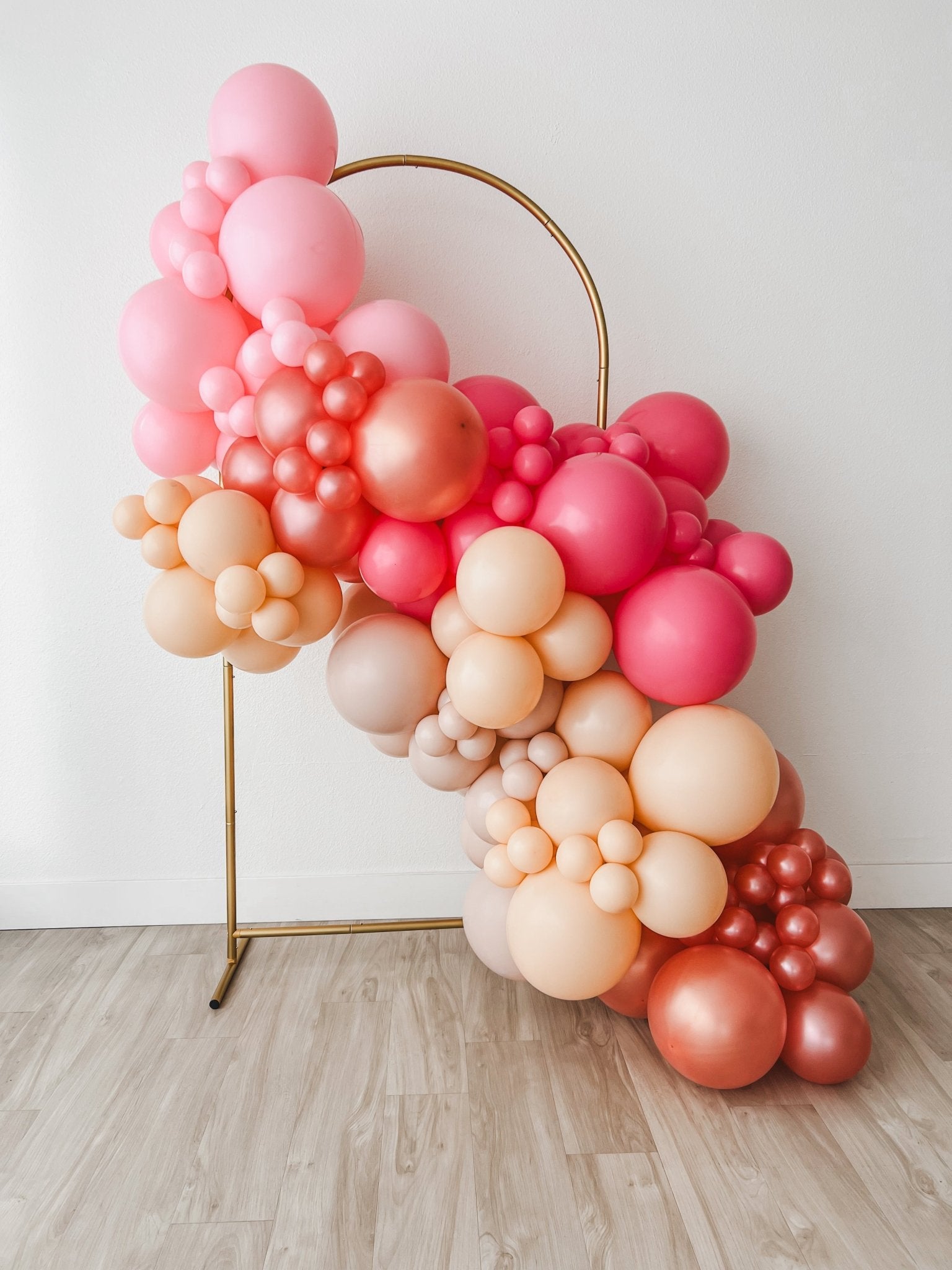 Drop &amp; Party Balloon Arch w/ Gold Stand - Lush Balloons